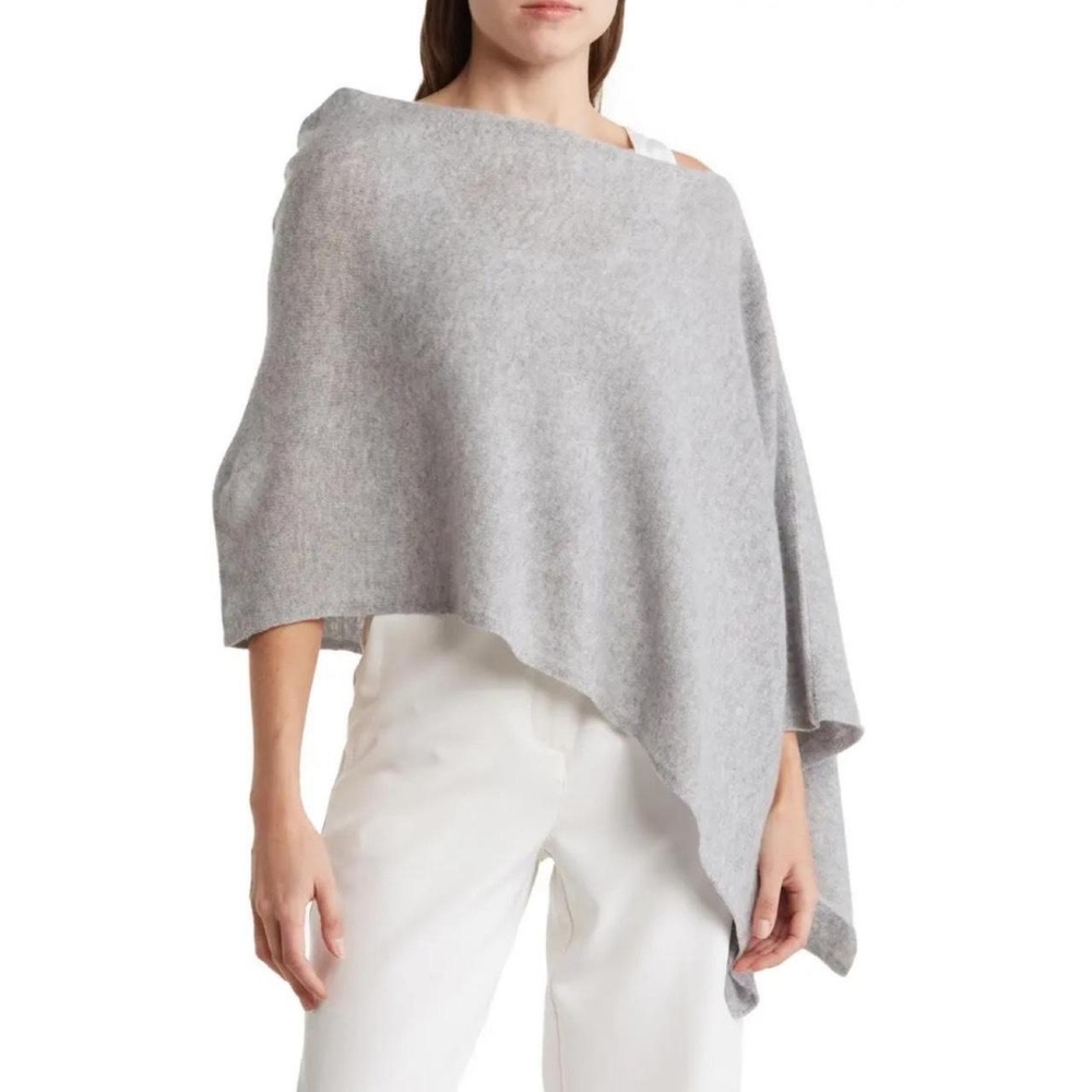 Cynthia Rowley Cashmere Grey Sweater Poncho One Size Fits All, MSRP $300